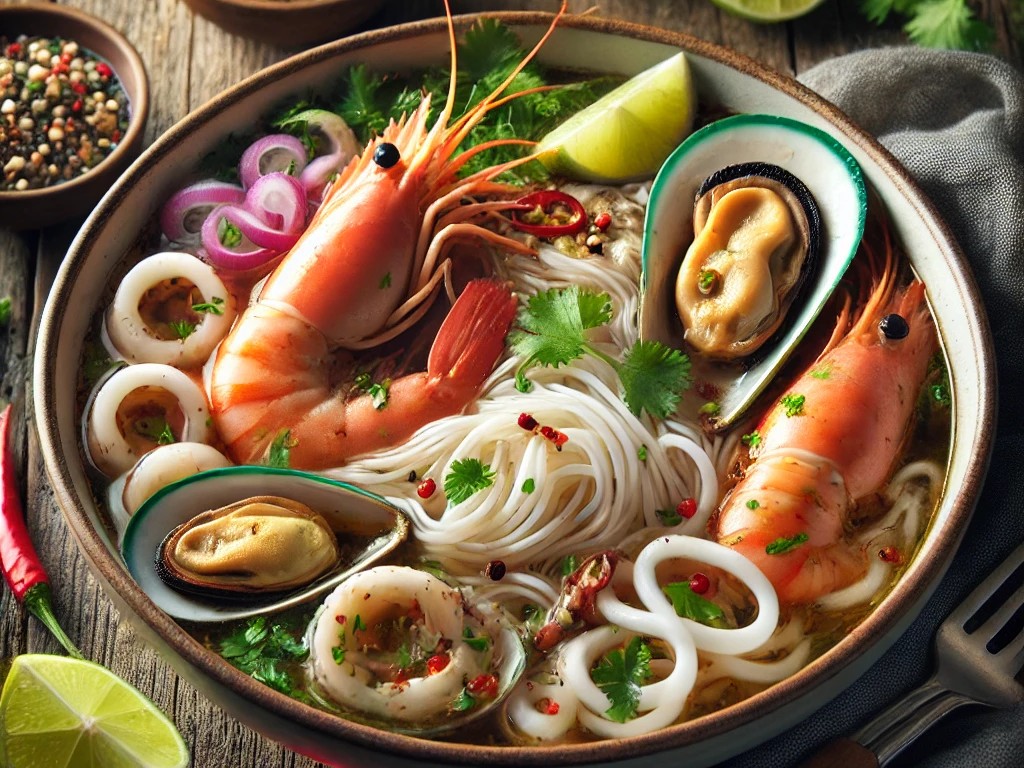 Delicious Seafood Rice Noodle Soup Recipe