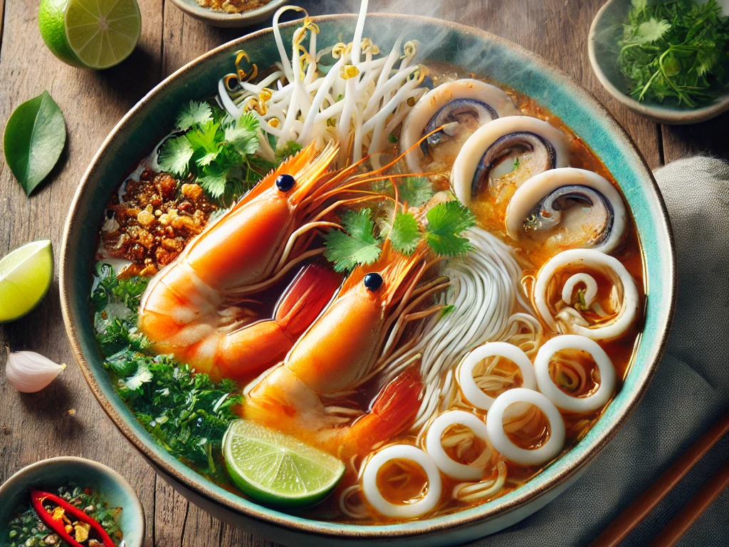 Seafood rice noodle soup